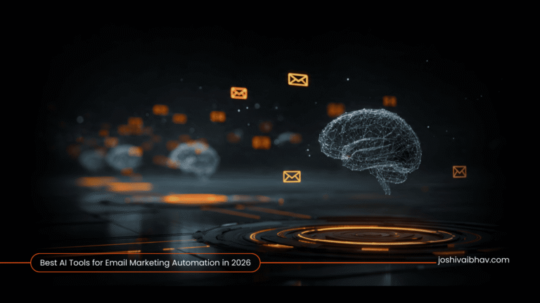 Artificial intelligence optimizing email marketing automation in 2026, showing a network of digital tools.