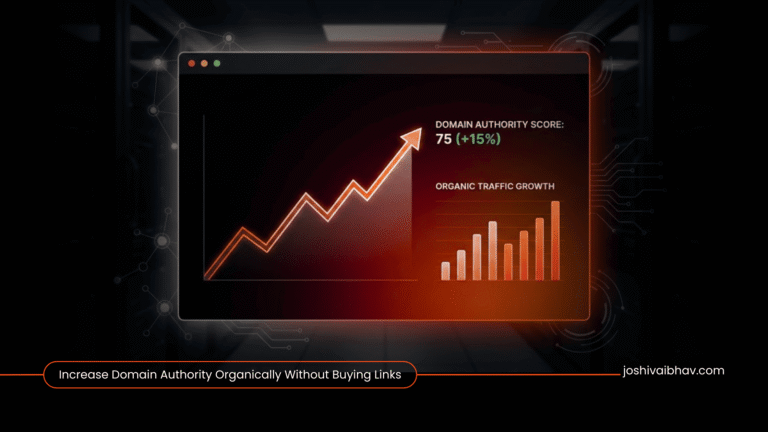 Digital dashboard displaying metrics and an upward trend indicating legitimate domain authority growth